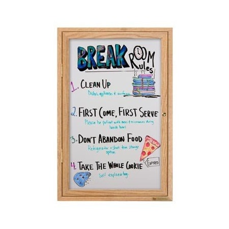 United Visual Products 24"x36" 1-Door Wet/Dry Erase, White Porcelain/Cherry Frame UV851D-CHERRY-WHTPORC